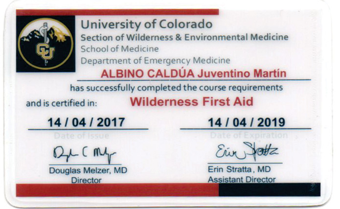 Juventino Martin Albino Caldua University of Colorado seção de Wilderness & Environmental Medicine - Wilderness First Aid